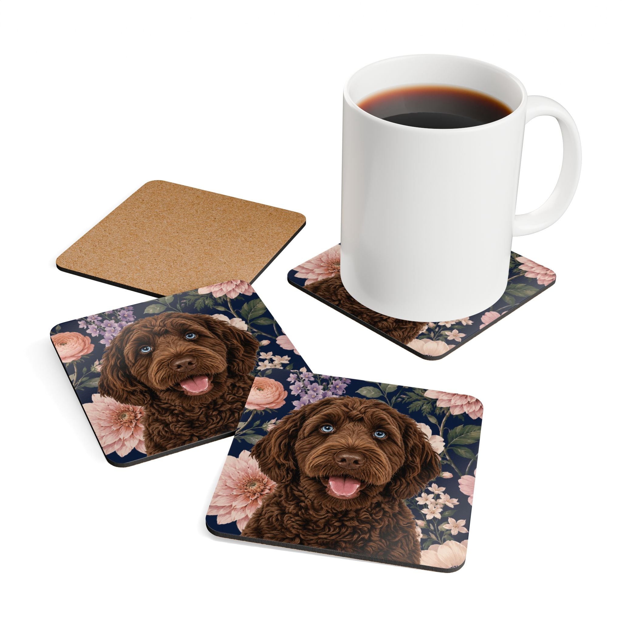 In the Garden - Navy Cork Coasters (4-Pack)