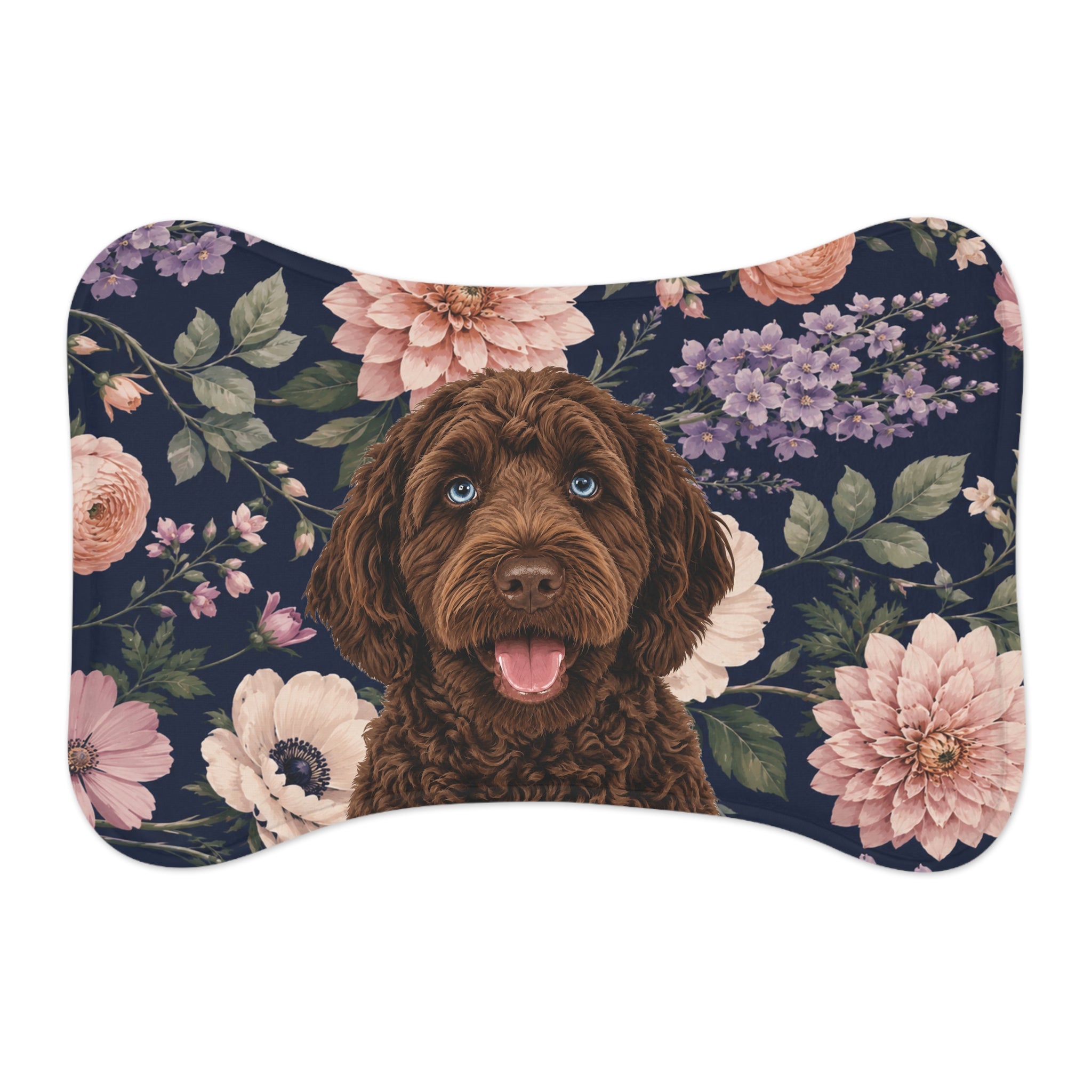 In the Garden - Navy Pet Feeding Mat