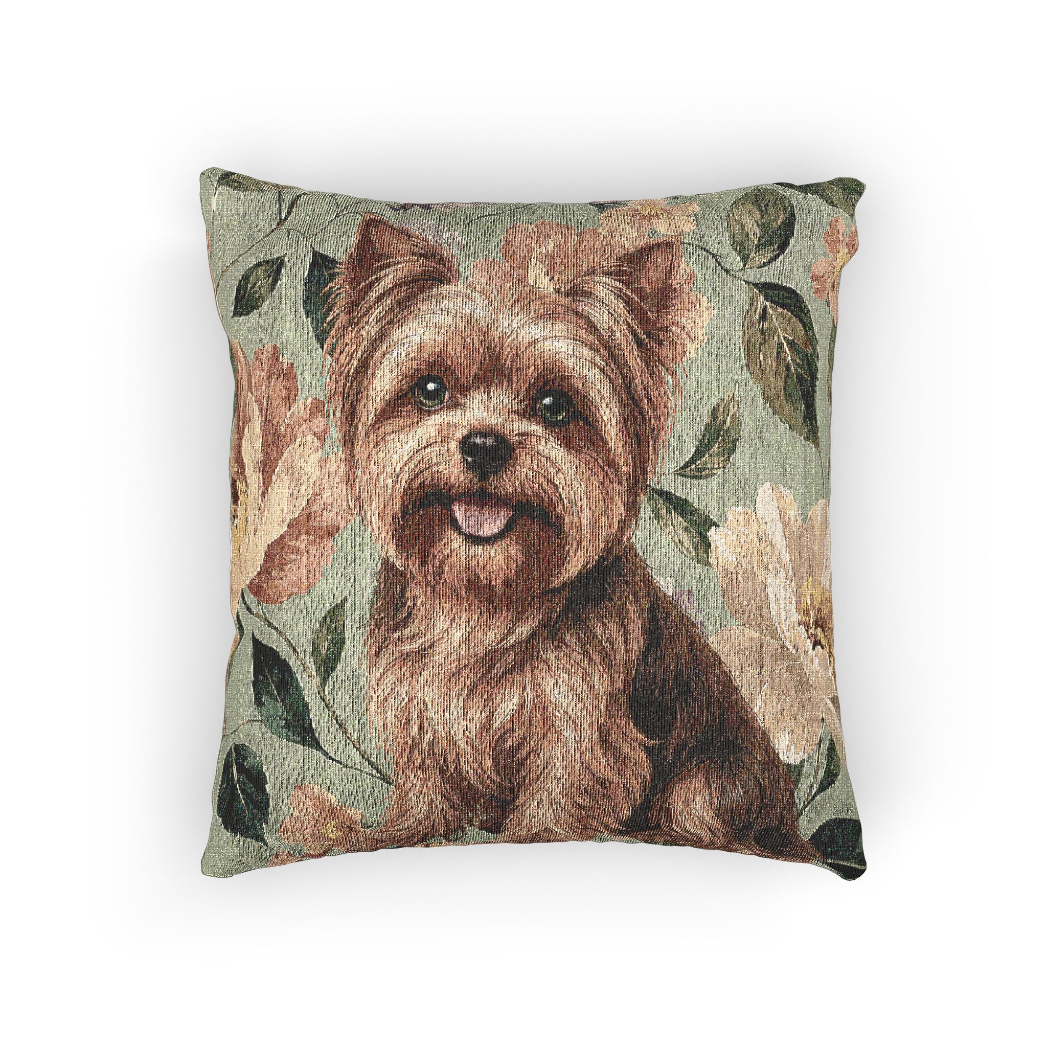 In the Garden : Moss Green Woven Pillow