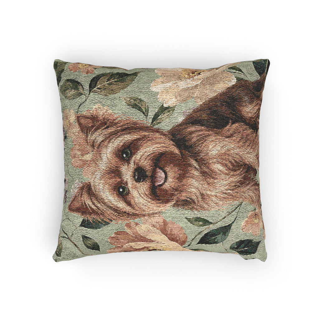 In the Garden : Moss Green Woven Pillow