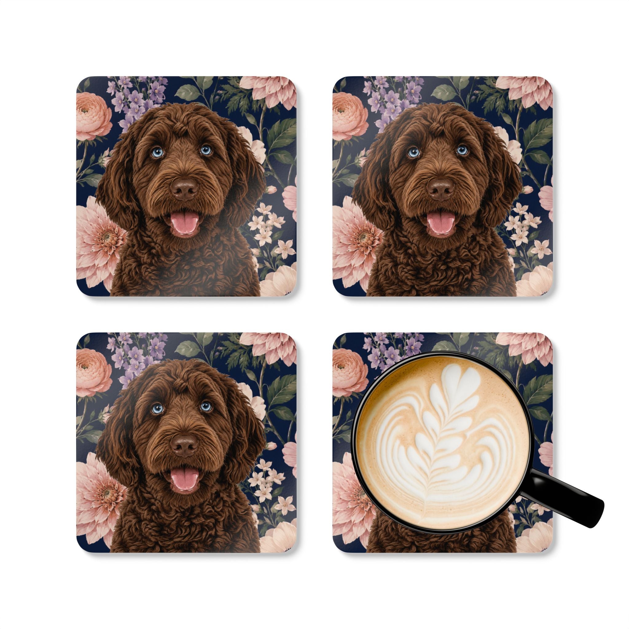 In the Garden - Navy Cork Coasters (4-Pack)