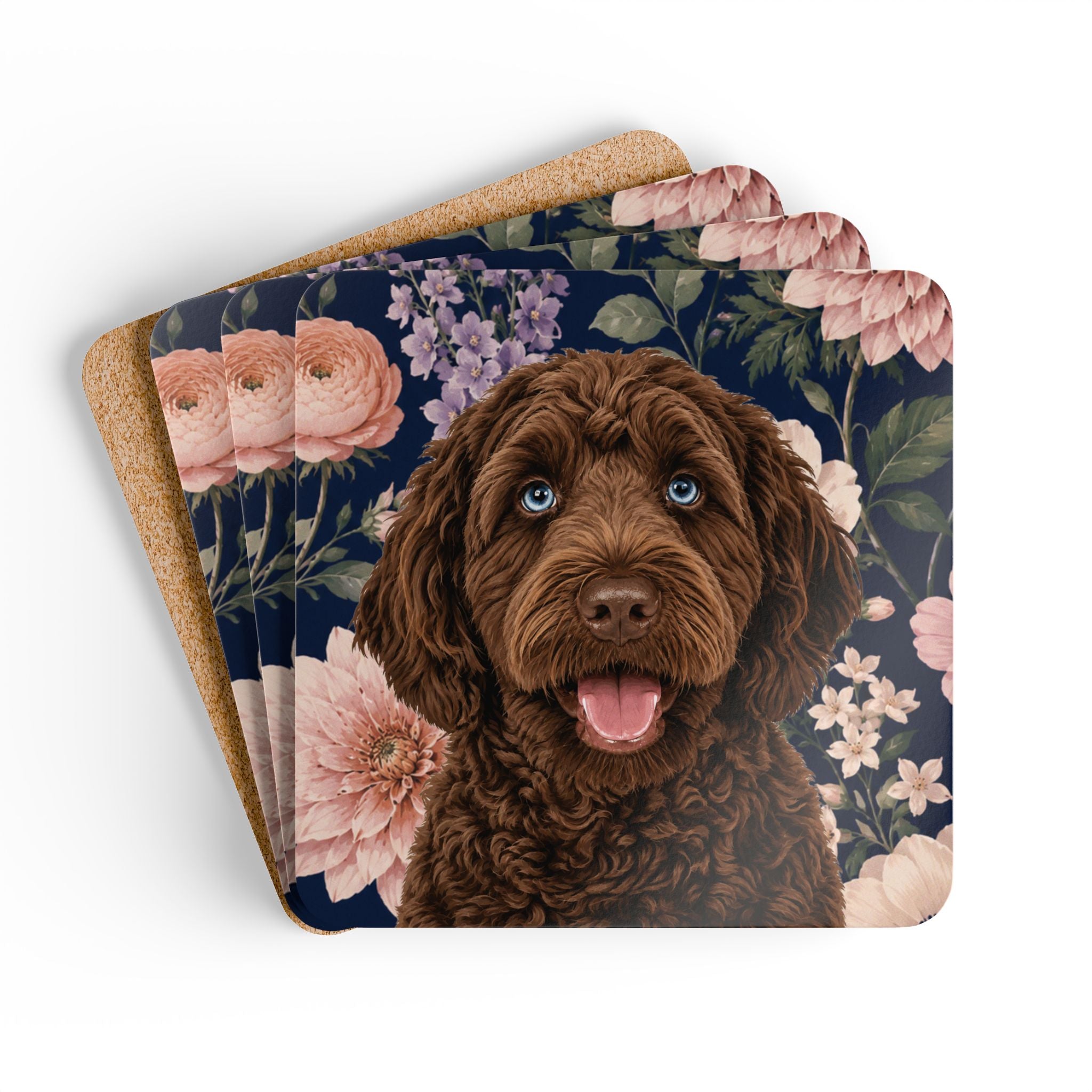 In the Garden - Navy Cork Coasters (4-Pack)