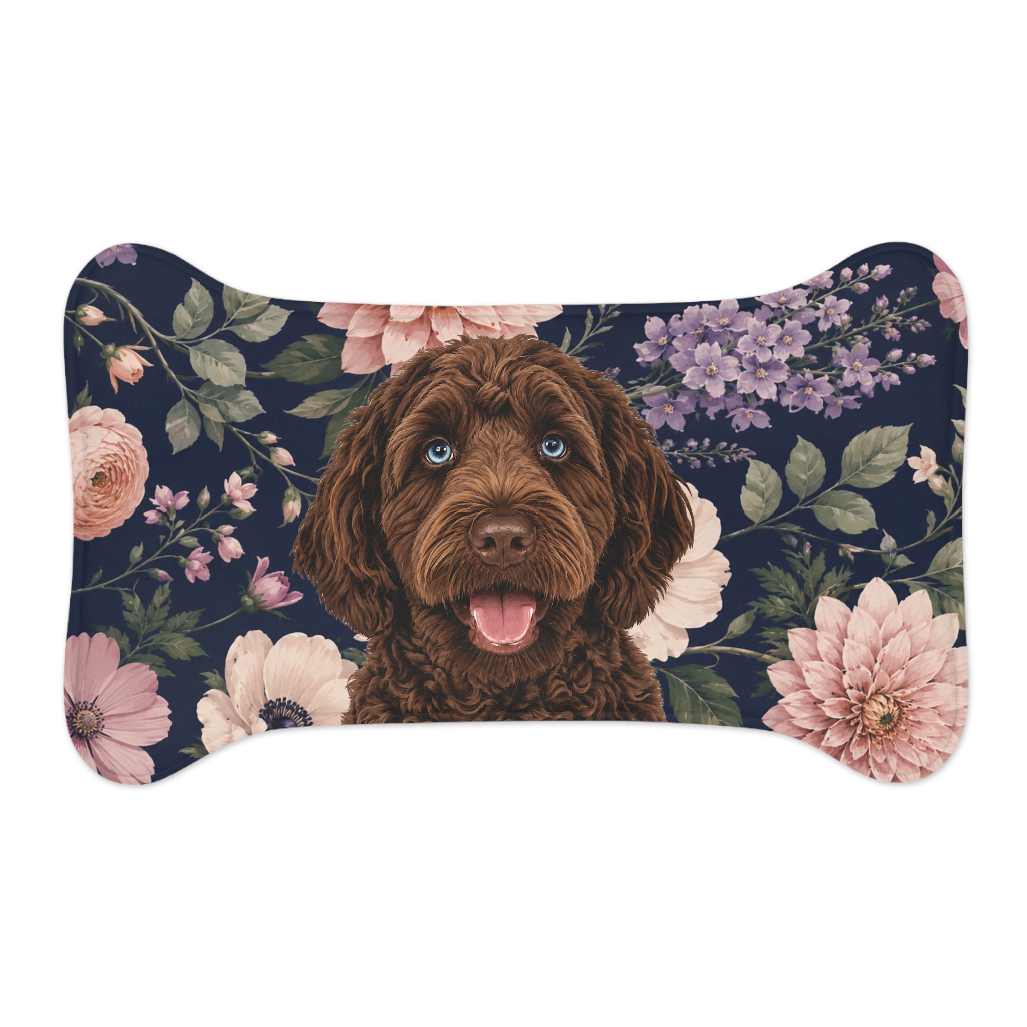 In the Garden - Navy Pet Feeding Mat