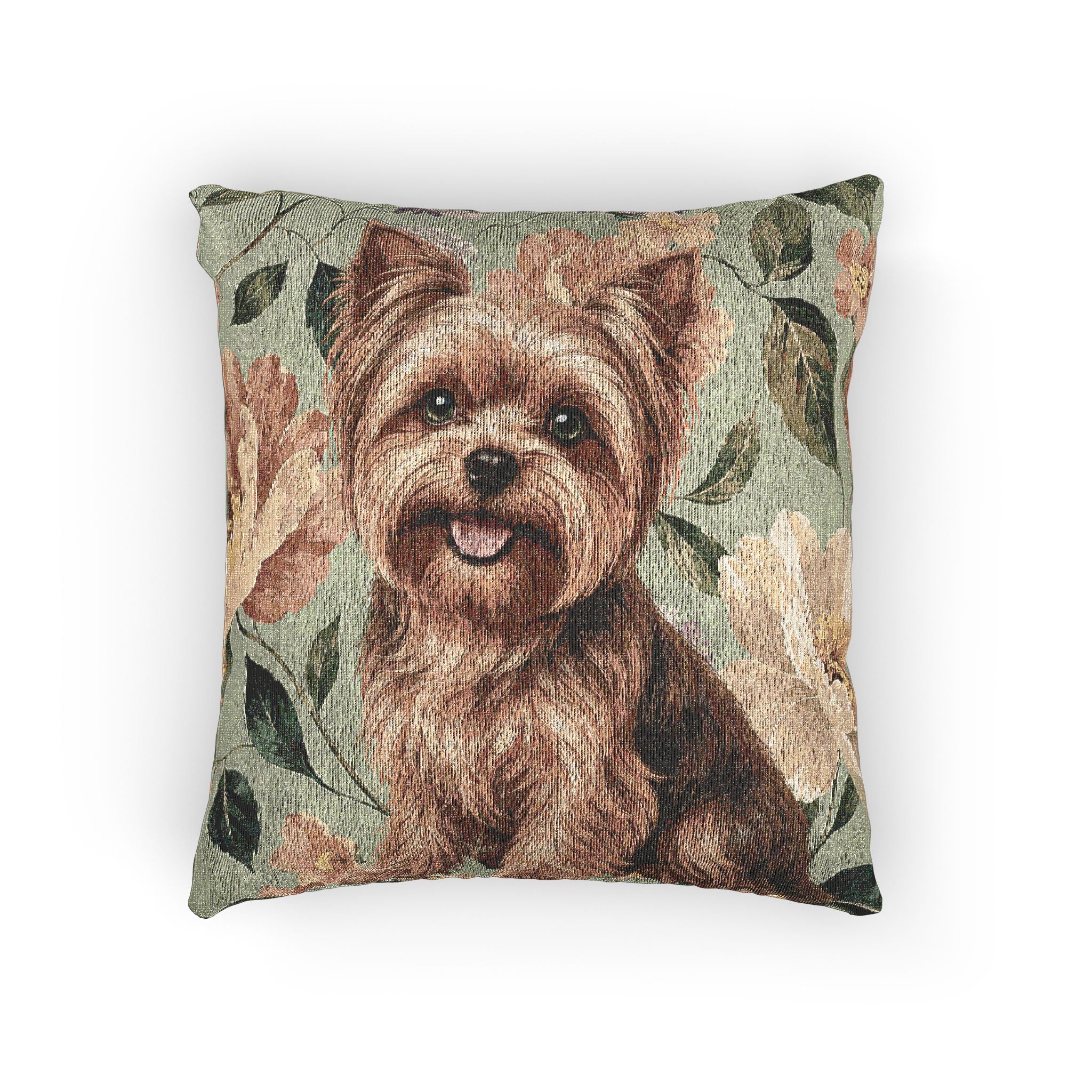 In the Garden : Moss Green Woven Pillow