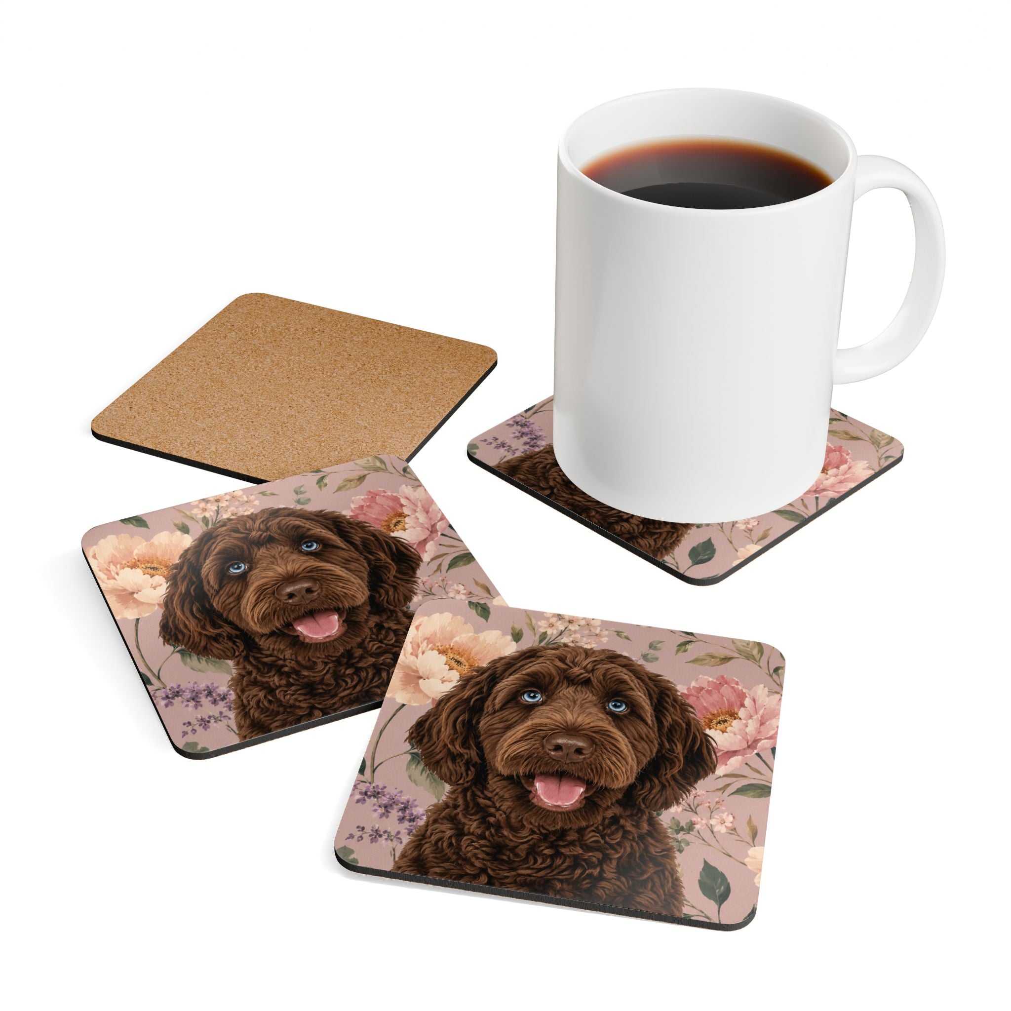 In the Garden - Blush Pink Cork Coasters (4-Pack)