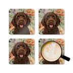 In the Garden - Moss Green Cork Coasters (4-Pack)